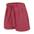 thumbnail image 6 of Lenpel Women's Plus Size Casual Shorts Elastic High Waisted Tie Front Pleated Wide Leg Shorts Summer Beach Shorts with Pockets, 6 of 6