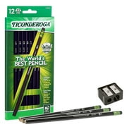 Ticonderoga Pencils #2 Black Woodcase Pencil for School Supplies and Craft Supplies 12 Count (13953) Free Sharpener 1 Pack