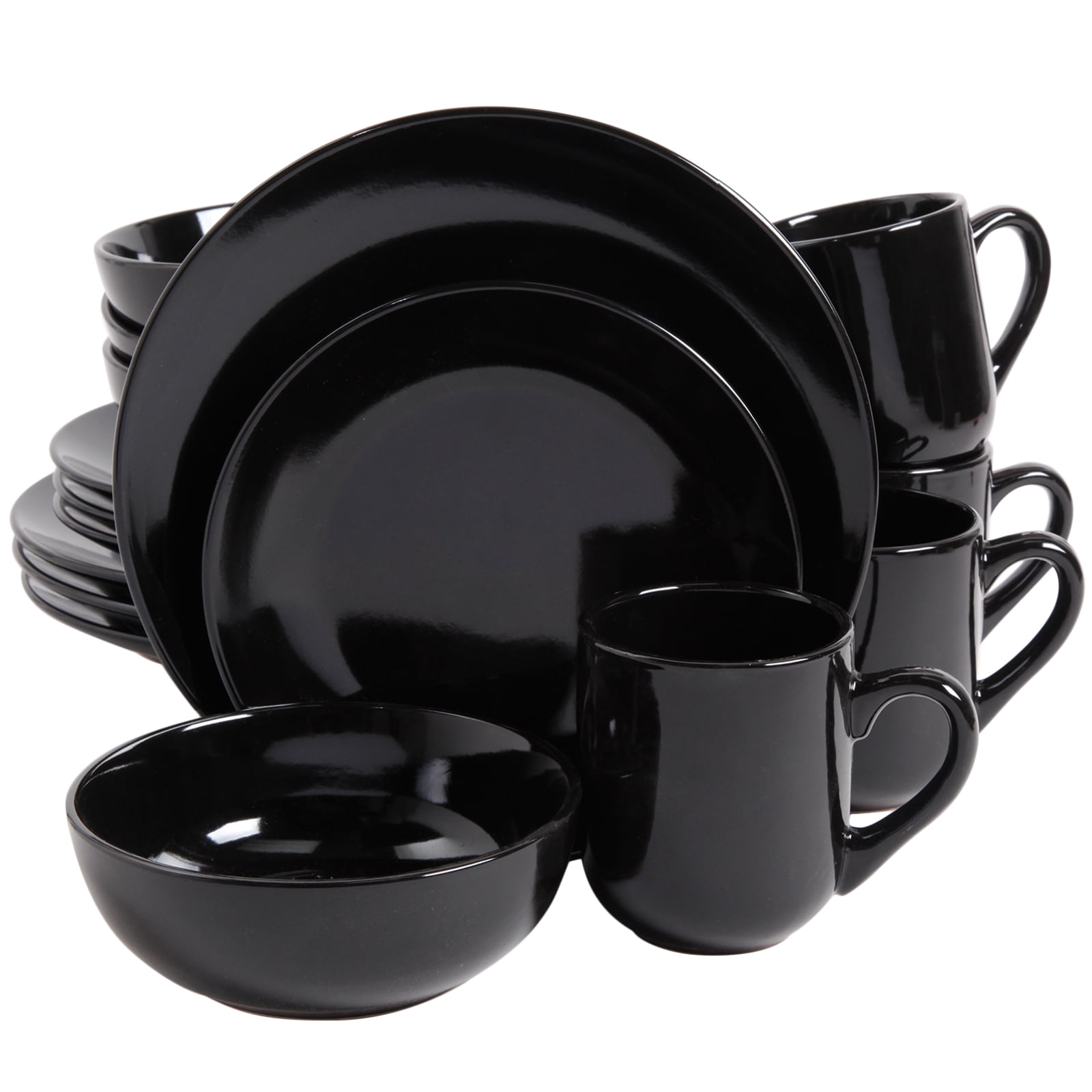 16 Piece Dinnerware Set in Black