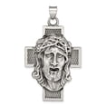 thumbnail image 3 of Sterling Silver Hollow Satin Antiqued Jesus Cross Medal Pendant, 3 of 5