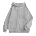 thumbnail image 5 of Besolor Womens Zip up Hoodies Drawstring Long Sleeve Sweatshirts Fall Winter Casual Thermal Warm Outdoor Track Jacket with Pockets(Large,Gray), 5 of 5