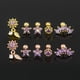 thumbnail image 4 of 1pcs 18K Pendientes De Oro Amatista Flor Estrella Stud Hojas Cuelgan Acero Médico Piercing Joyería, 4 of 4