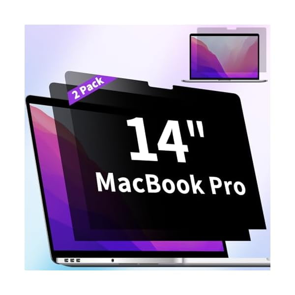 Protector de pantalla de privacidad compatible con MacBook Pro de 14 pulgadas (2021-2024, M1, M2, M3, M4, modelos A2442, A2779, A2918, A2992, A3112 y A3401), paquete de 2 unidades. Película