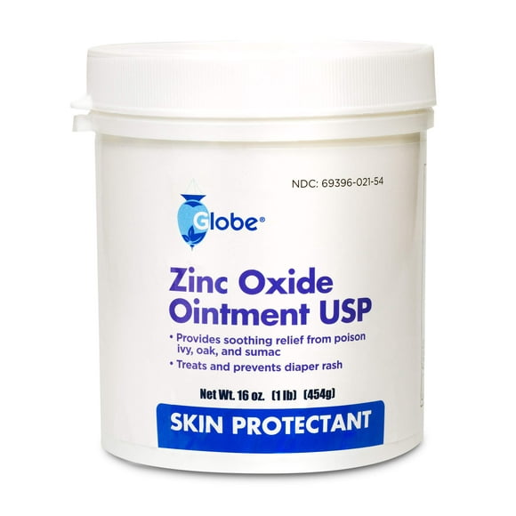 16 oz Globe Zinc Oxide 20% Skin Protectant Barrier Ointment, Treatment for Diaper Rash, Relief From Poison Ivy, Sumac & Oak, Protects From Wetness, Protects Chafed Skin
