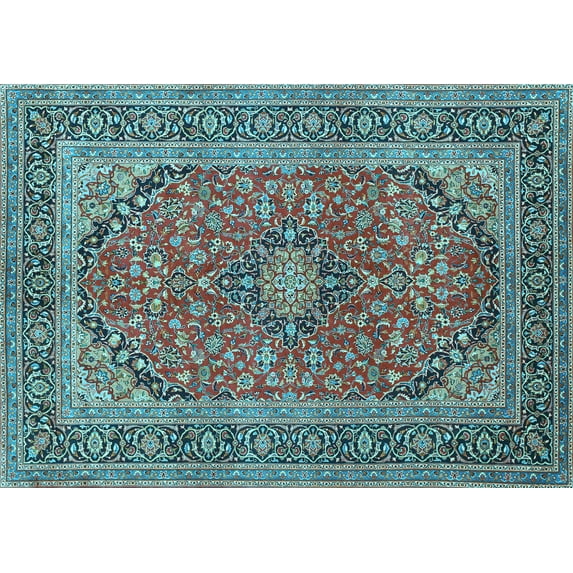 Ahgly Company Indoor Rectangle Persian Light Blue Traditional Area Rugs, 4' x 6'