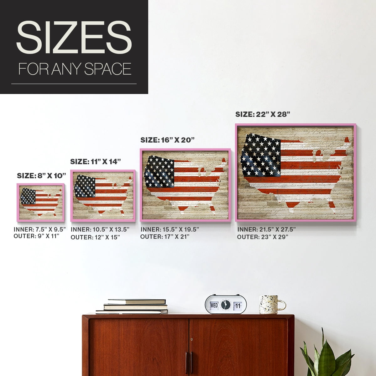 American Flag by Daniela Santiago - Restickable Framed Giclée Print