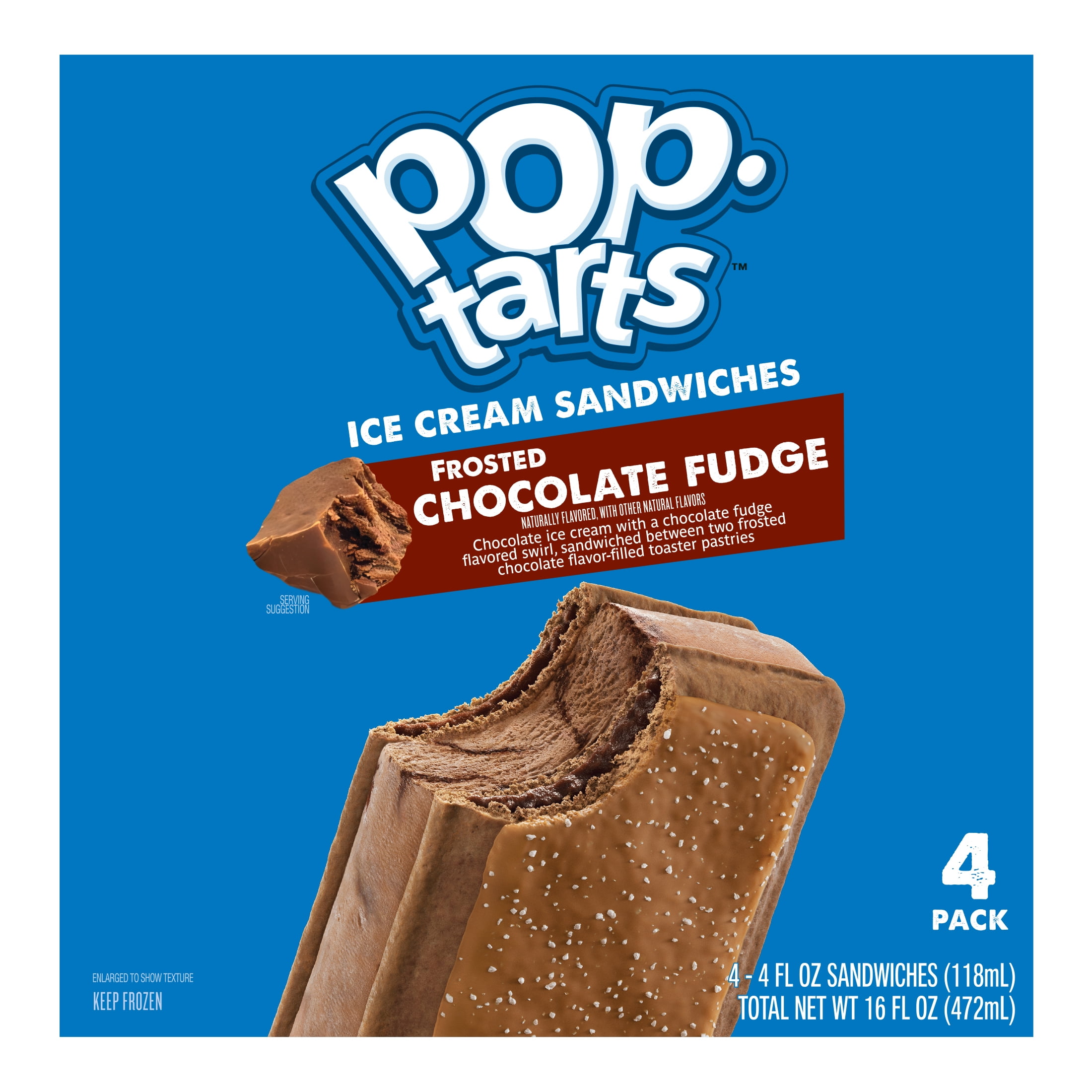 Pop-Tarts Frosted Chocolate Fudge Ice Cream Sandwiches, 4 fl oz, 4 pack (Frozen)