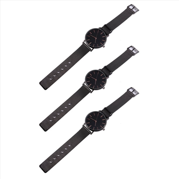 3X Reloj de Pulsera de Cuarzo Analogico Fecha Deporte Jercito Reloj de Hombre de Acero Inoxidable Reloj Masculino Informal Reloj de Pulsera Negro y Rosa