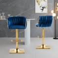thumbnail image 1 of Velvet Swivel Barstool Set of 2, Upholstered Counter Height Dining Chairs with Backrest and Footrest, Vintage 2-Piece Adjustable Dining Chairs with Armrest for Kitchen Island Dining Room, Navy, 1 of 7