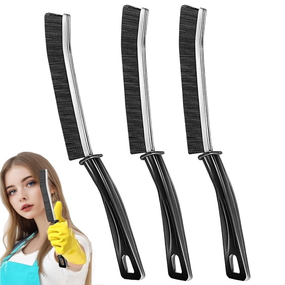 Ounalong 3Pcs Hard-bristled Crevice Cleaning Brush, Multifunctional Thin Gap Scrub Brush, Bathroom Cleaner Tools for Household Use, Kitchen, Window, Toilet, Grout, Faucets, Car
