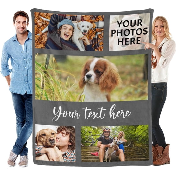 Custom Blanket with Photos for Cat Personalized Picture Throws for Pets Lover Customizable Blanket for Family Couple Pet Pictures 5 Photos with Name Blankets
