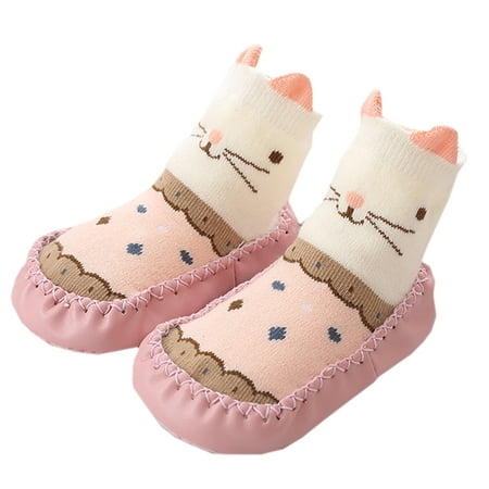 

Unisex Baby Toddler Animals Print Cotton Socks Slipper Anti-Slip Crib Shoes - Sold per 1 Pair (Pink/Mouse 12-18 Months)