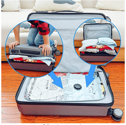 CrossCreek Vacuum Storage Bags 8PCS (Large) with Double Zip Seal and Leak Valve Space Protection 51.1''x51.1'' Black