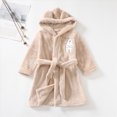 thumbnail image 4 of HFHAPW Boys Girls Robes Kids Toddler Flannel Hooded Bathrobe Pajamas Sleepwear 1T 2T 3T 4T 5T 6T 7T 8T(Khaki,2-3 Y), 4 of 7