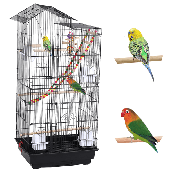Easyfashion Roof Top Large Parrot Lovebird Parrotlets Pet Bird Cage