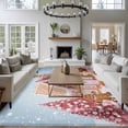 thumbnail image 4 of Area Rug for Living Room, Pink Blue Christmas Non-Slip Indoor Large Carpet for Bedroom/Dining Room, Xmas Farmhouse Snowflake Tree Cute Washable Low-Profile Rectangle Floor Runner Rugs - 5 x 8 Ft, 4 of 7