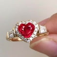 thumbnail image 3 of CILENON Gemstone Birthstone Sapphire Statement Engagement Rings For Women Anniversary Promise Rings For Her (Red,6), 3 of 5