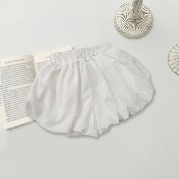Girls Bike Shorts Loose Fit White Shorts High Waisted Girl Summer Clothes 5-6 Years