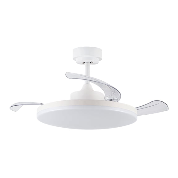 Fanaway Stroll 42" Retractable Blade DC Ceiling Fan with Light and Remote, Color Adjustable LED Fandelier Ceiling Fan, Patented Design Technology, White