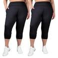 thumbnail image 3 of INERZIA 2 Pack Womens Plus Size Cropped Joggers with Pockets Capri Length Plus Size Sweatpants For Women Black and Black 2X, 3 of 5