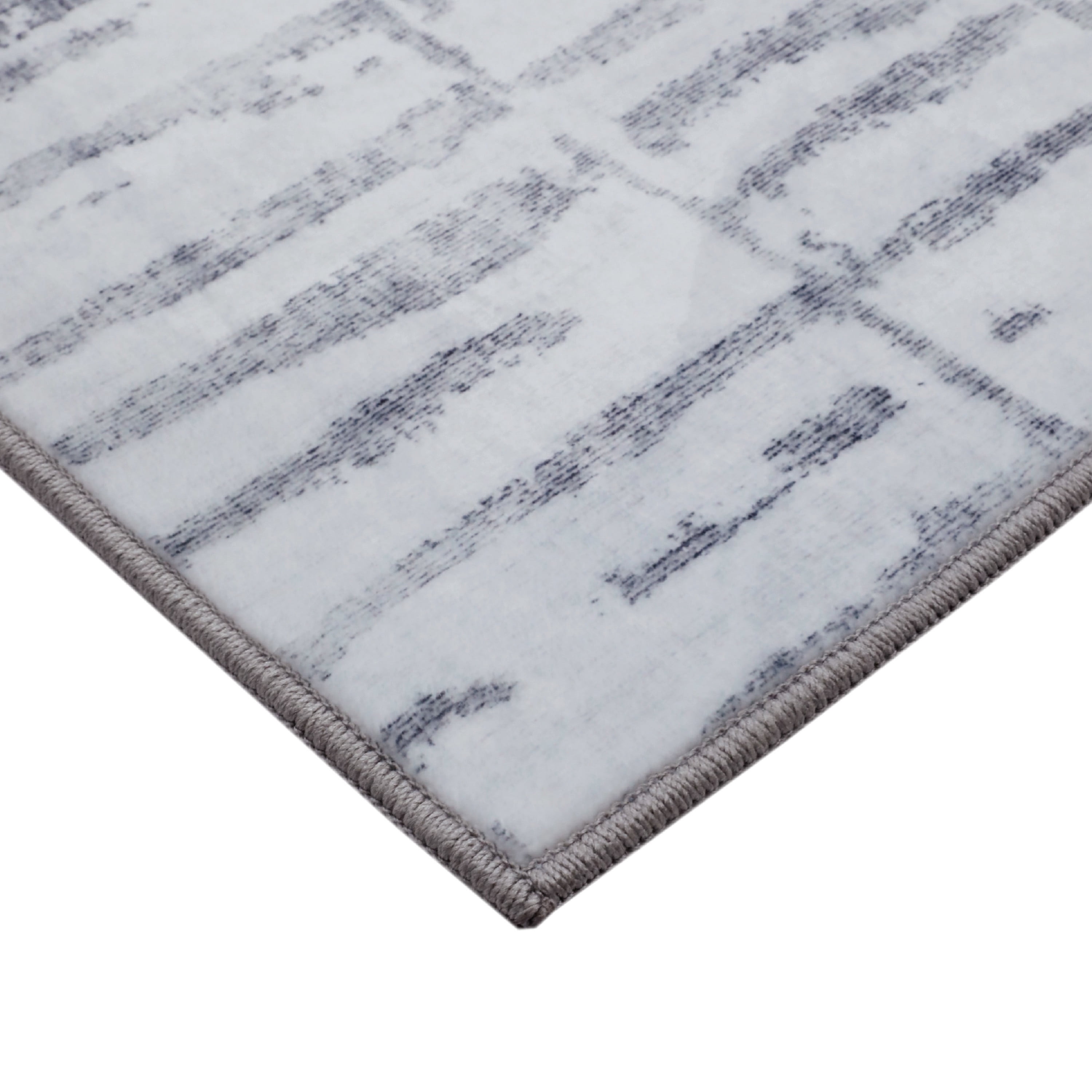 Washable Skid-Resistant Accent Rug Geometric Grey 24" x 48"