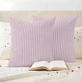 thumbnail image 3 of Purple Striped Outdoor Waterproof Pillow Covers, Modern Simple Farmhouse Beige Vintage Decorative Square Throw Pillowcase Sofa Cushion Sham for Patio/Couch/Chair, 24"x24" 2 Pack, 3 of 8