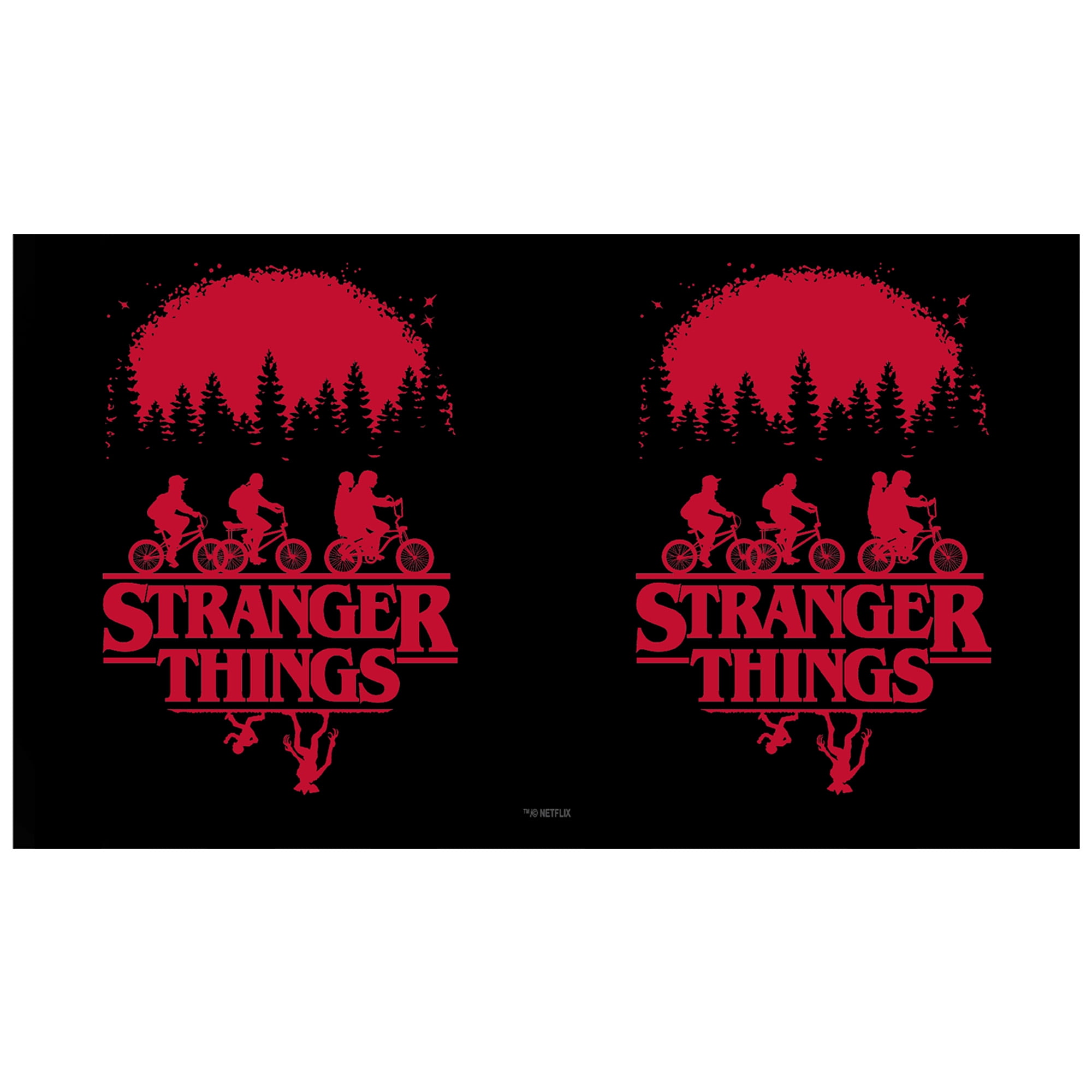 Stranger Things Black and Red Main Poster Stainless Steel Water Bottle  White 17 oz. 