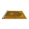 thumbnail image 2 of Ahgly Company Machine Washable Indoor Square Medallion Yellow Traditional Area Rugs, 5' Square, 2 of 4
