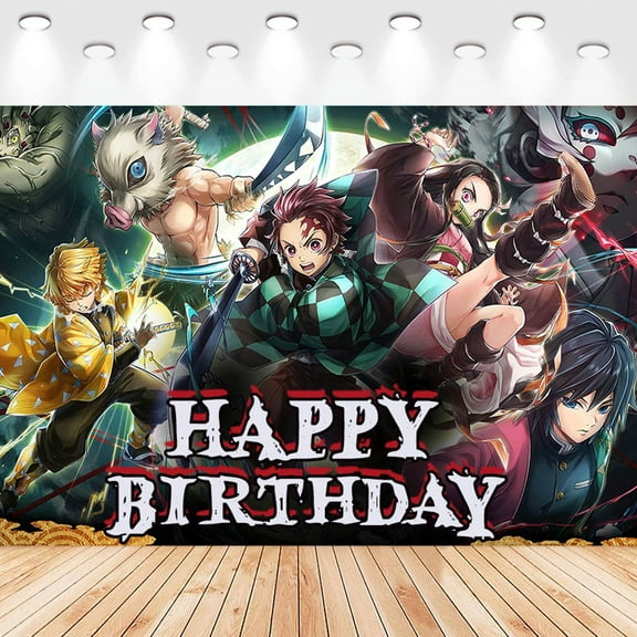 5 X3ft Demon Slayer Cartoon Birthday Party Decorations Supplies, Masks Party Photography Backdrop Photo Decor Banner, Kids Boys Baby Shower Photography Backdrop