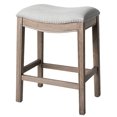 thumbnail image 1 of Maven Lane Adrien Saddle Counter Stool in Reclaimed Oak Finish w/ Ash Grey Fabric Upholstery, 1 of 6