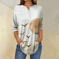 thumbnail image 2 of Yuanlook Women's 3/4 Length Sleeve V Neck Flowy Tunic Blouses Work Tops Shirts Button Down Tees for Work - White - XL, 2 of 5