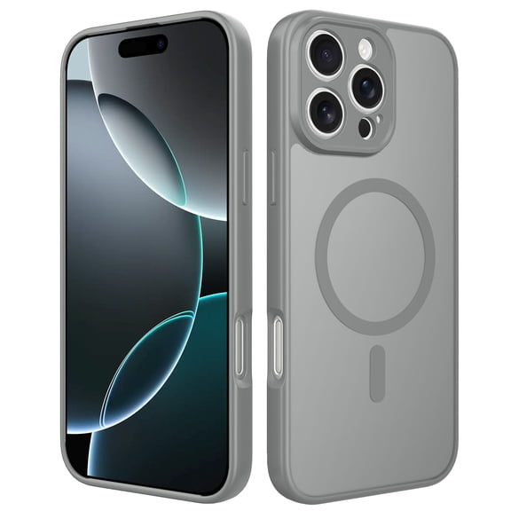 for iPhone 12 Pro Magnetic Case Support Wireless Charging, Shockproof Military-Grade Protection Cover, Slim Anti-Scratch Phone Case for iPhone 12 Pro Match with Car Mount Holder, Gray