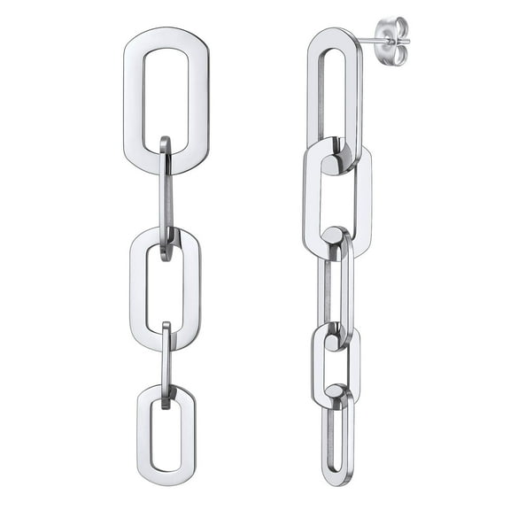 FOCALOOK Link Chain Dangle Earrings for Women Teens Stainless Steel 61mm Paperclip Drop Earrings