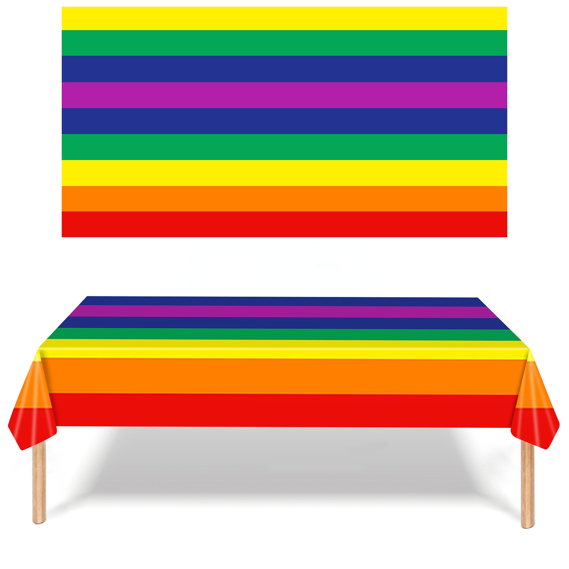 RainbowColored Disposable Tablecloth Bulk 3 Layers Paper Plastic Rectangular Tablecloth for