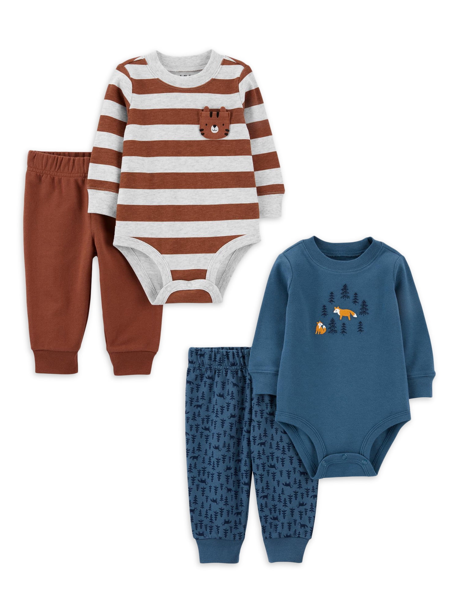 Carter's Child of Mine Baby Boy Long Sleeve 4 Piece Bodysuit and Pant Set, 0/3 Months - 24 Months