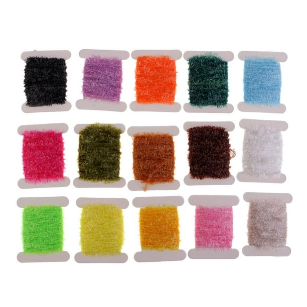 Almencla 15 Cards 5m/card Fly Fishing Tinsel Chenille Crystal Flash Line  Nymph Streamers