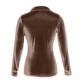 thumbnail image 5 of Womens Vintage Velvet Top Fall Fashion Casual Long Sleeve Button Down Shirts Going Out Dressy Business Work Blouses with Pockets, 5 of 5