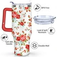 thumbnail image 3 of 40oz Pioneer Tumbler with Handle Lid and Straw,Colorful Floral Tumblers Gifts for Women Girls Men Adults（Red）, 3 of 7