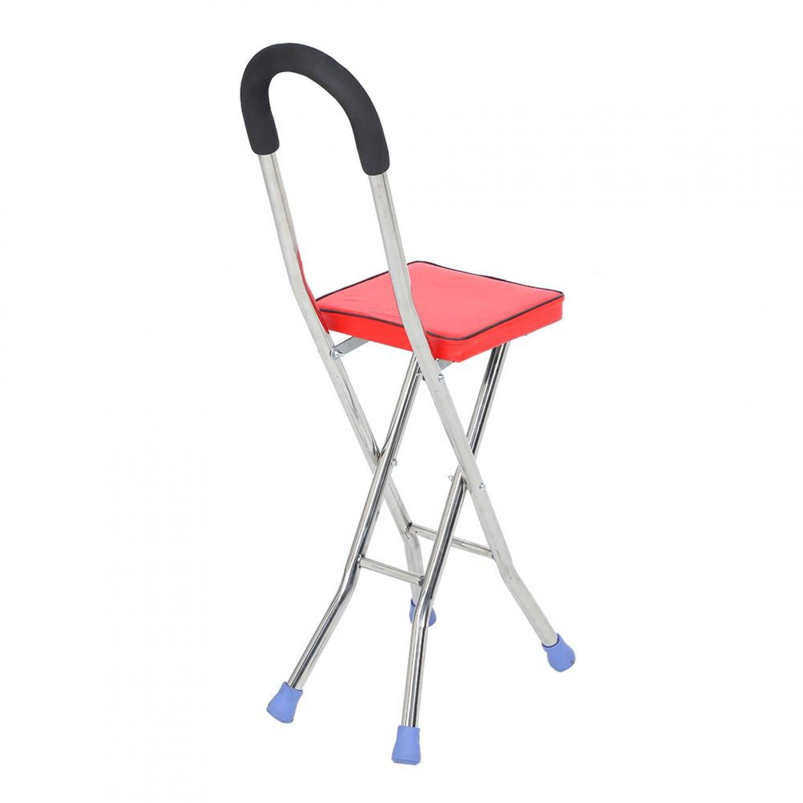 LYUMO Folding Crutch Stool,Walking Stick Chair,Stainless Steel Folding