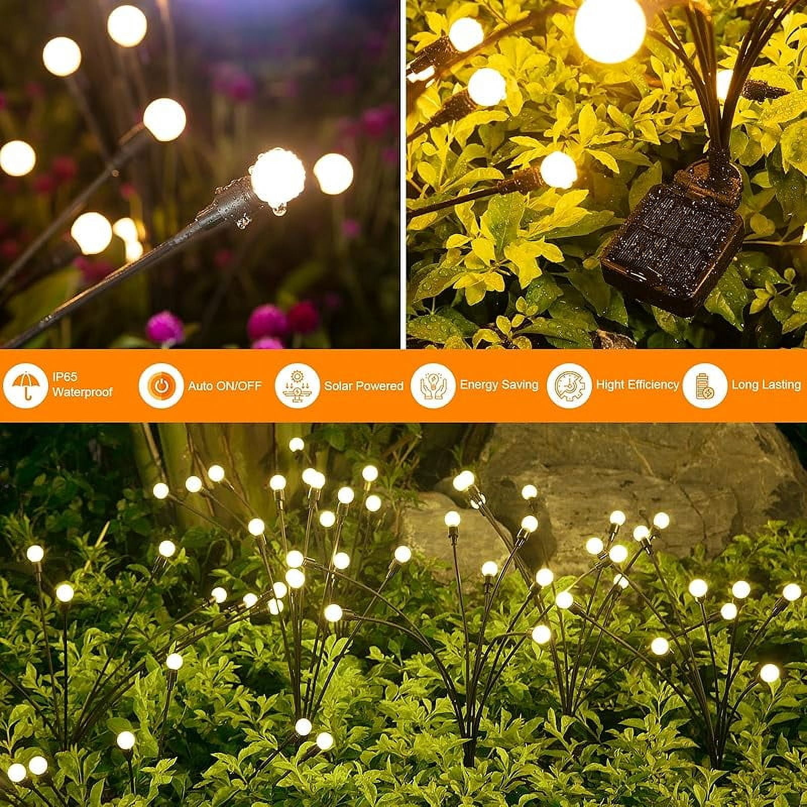 ASMAD Solar Garden Lights, 12 Pack 96 LED Solar Outdoor Lights, Outdoor Decorations Lights, Solar Swaying Lights, Firefly Lights for Patio Pathway Outdoor Decor, Big Bulb Solar Swaying Light