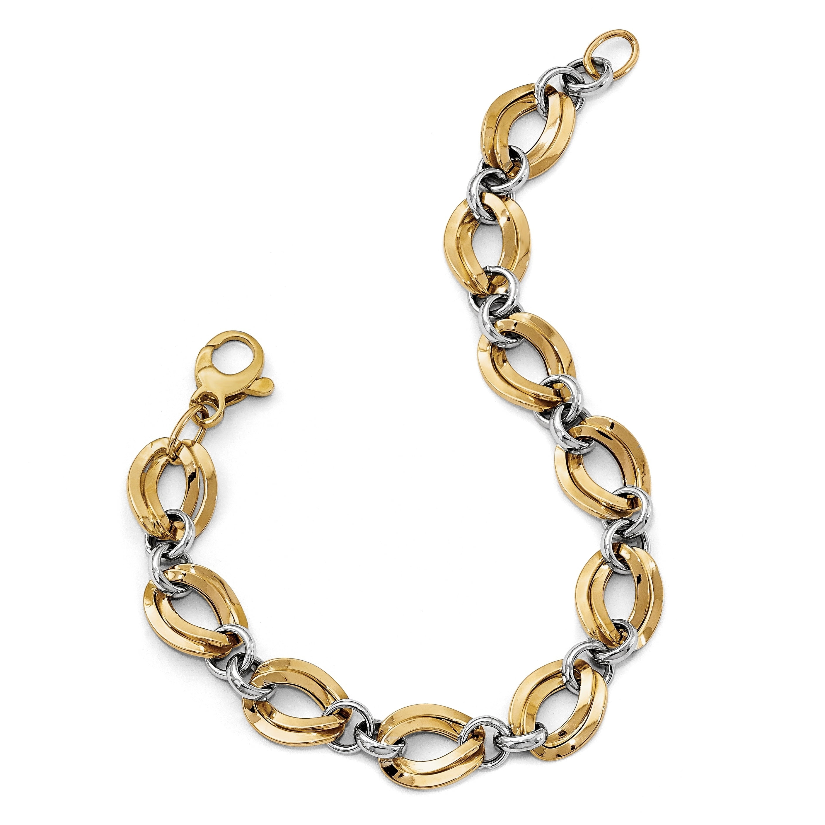 Jewels By Lux 14k Gold Polished Textured Fancy Link Bracelet