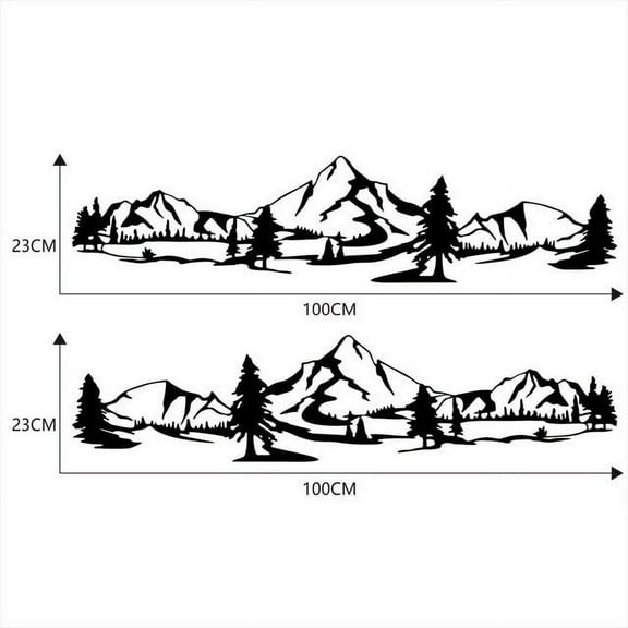 78" Rv Sticker Tree Decal Mountain Scene Car Sticker For Forest Vinyl Graphic Kit Black-100Cm/39 Inch