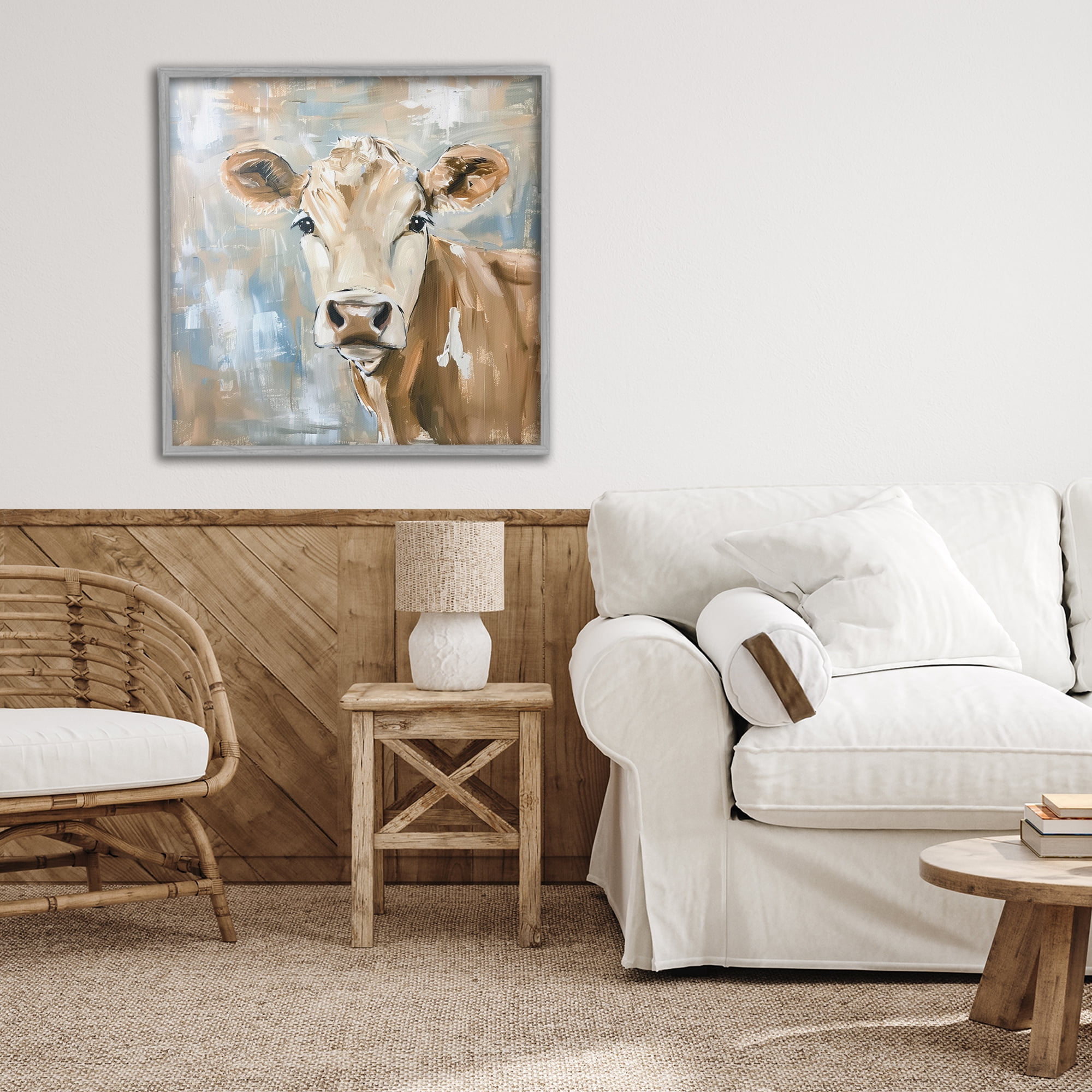 Stupell Industries The Brown Cow Abstract Gray Framed Giclee Art, design by Tina LeCour