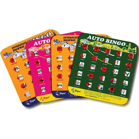 Regal Games, Original Travel Bingo Set, for Road Trips & Travels, Assorted, 4 Pack