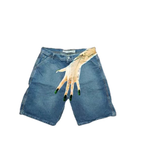 Pantalones cortos vaqueros con estampado de patrón de tendencia hip-hop Y2K, pantalones informales para parejas de calle alta para hombres