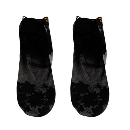 

Bluelans Clothing accessories 1 Pair Invisible Anti-Skid Women Socks Lace Flower Print Thin Shallow Socks for Daily Wear