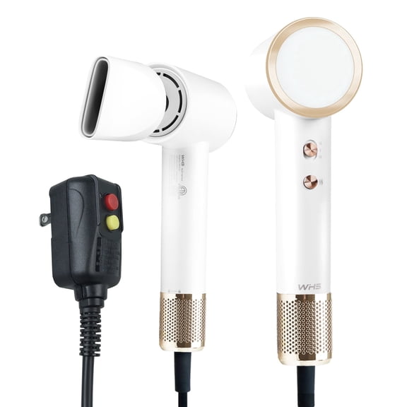 WHS High-Speed Hair Dryer, 110,000 RPM Brushless Motor, Ionic Technology, 4 Temperature & 3 Speed Settings, Portable Lightweight Low Noise Fast Drying with Nozzle