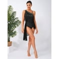 thumbnail image 5 of Sholeno Womens Latin Tango Dance Dress Asymmetrical Shoulder Tassel Ballroom Performance Outfit Black M, 5 of 7