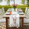 thumbnail image 3 of Spring Easter Bunny Table Runner 72 Inches Long,Colorful Eggs Botanical Floral Cotton Linen Table Runners Dresser Scarves,Decorative Tabletop Scarf Furniture Cover for Home Dinner Party 13"x72", 3 of 8