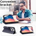 thumbnail image 3 of SaniMore for iPhone 14 Pro 6.1" PU Leather Case, Magnetic Closure Flip Wallet Cover with Wrist Strap Card Slot & Multi-Angle Kickstand All-Inclusive Protective Shell, Darkblue, 3 of 9